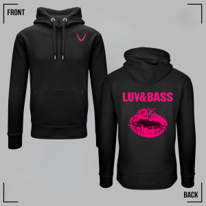 LUV&BASS (Hot Pink) Black Hoodie Unisex