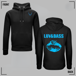 LUV&BASS (Blue) Black Hoodie Unisex