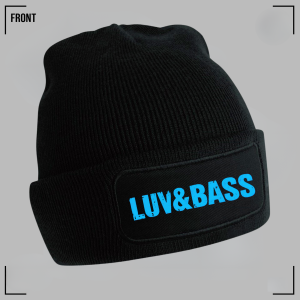 Luv&Bass (Blue on Black) Beanie Hat Unisex