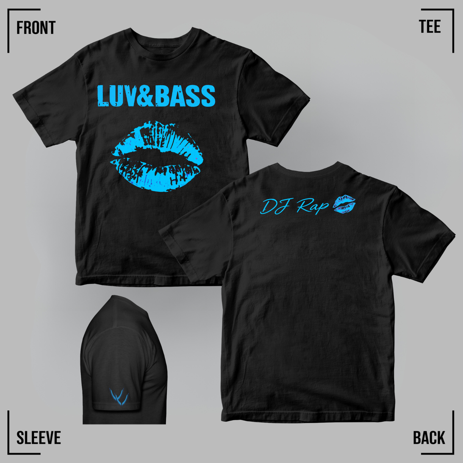 Luv&Bass (Blue on Black) Tee Unisex