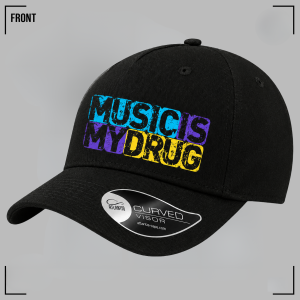 MUSIC IS MY DRUG (Blue) Black Cap Unisex