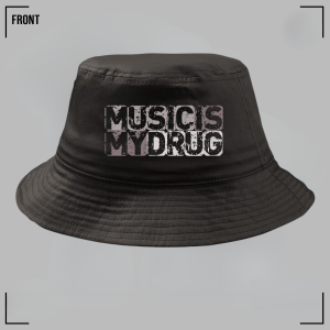 MUSIC IS MY DRUG (Sepia) Black Bucket Hat Unisex