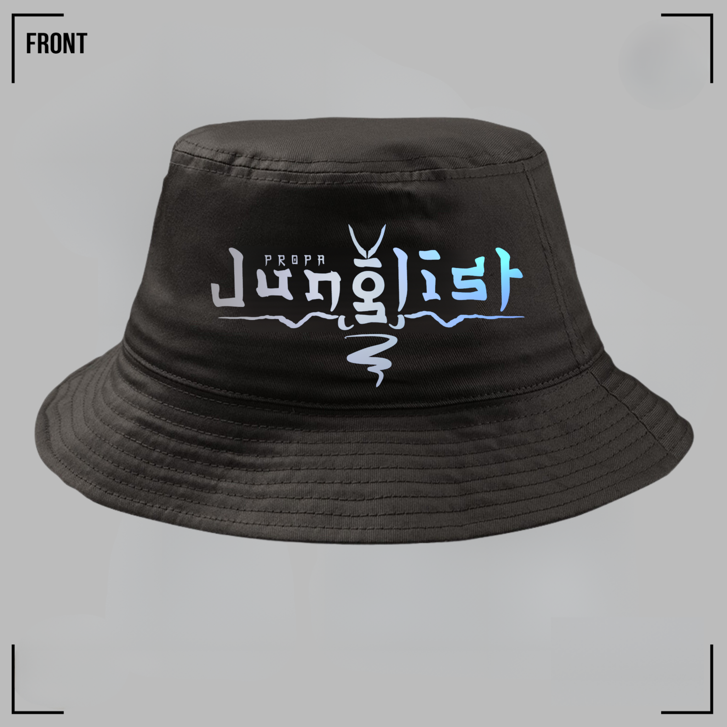 PROPA JUNGLIST (Grey Blue) Black Bucket Hat Unisex
